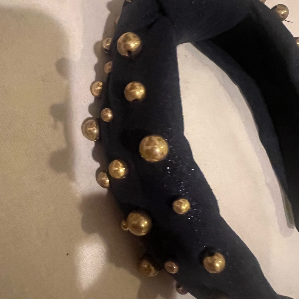 Sophisticated Blue and Gold Beaded Headband